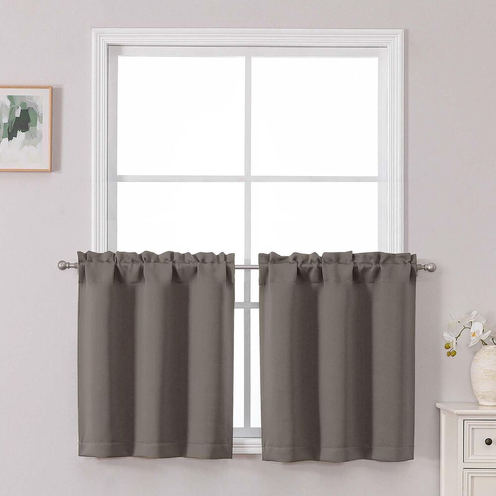 Set of 2 Curtain Panels, 30Wx24L, Short Blackout Curtains (Latte)